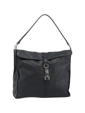 GUCCI Jackie Shoulder Bag Leather Black Silver 001.3355